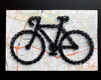 Sacramento String Art - Mapa Sacramento - Sacramento Bike - Sztuka rowerowa