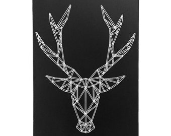 Geometryczny Jeleń String Art - Sztuka Jelenia - Geometryczne Zwierzę - Sztuka Boho