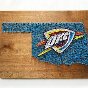 Oklahoma CIty Thunder String Art, Basketball Art, OKC Art, Man Cave Decor