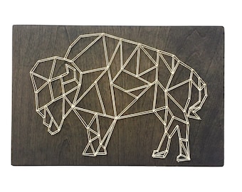 Geometryczna sztuka Buffalo - Buffalo String Art - Buffalo Art - Bison Art - Boho Art