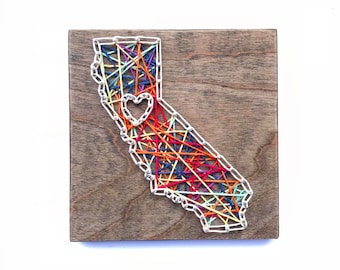 Miniaturowa sztuka sznurkowa California String Art, sztuka California Art, Mini Art, sztuka na biurko, mała sztuka