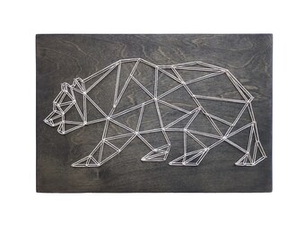 Geometric Bear String Art - California Bear - Geometric Animal - Woodland Art