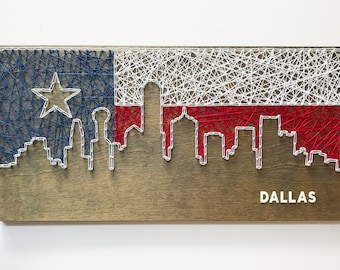 Dallas Art - Dallas Skyline String Art - Dallas Skyline - Texas Flag - Texas Art