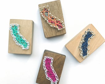 California - Mini String Art Magnet or Ornament - State Magnet - State Ornament