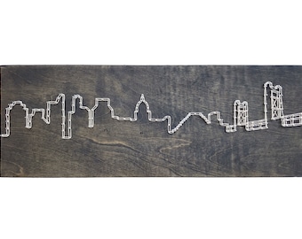 Sacramento Art - Sacramento Skyline String Art - Sacramento Skyline - Minimalistyczna sztuka