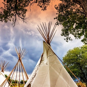 Indian Teepee Photo, Native American Indian Tipi, Wickiup Rustic Art, Home Decor, Indian Decor, Giclee, Old West, Living Room Art image 1