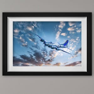 B-17 Bomber Art, Air Show, Aviation Art, Patriotic, Wall Decor Gift, Gift for Him, WW II Art, Boeing Plane, Sentimental Journey Plane
