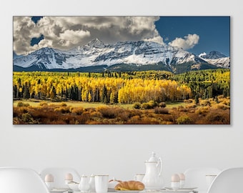 Telluride Colorado Art, Wilson Mesa, Panorama Photo, Large Wall Decor, Living Room Art, Colorado Fall Color, Home Decor, Rocky Mountains