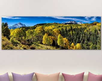 Mt Sneffels, Ridgway, Ouray, Telluride Colorado Fall Color, Colorado Aspen Trees, Cabin Decor, Large Canvas Wall Art, Colorado Landscape Art