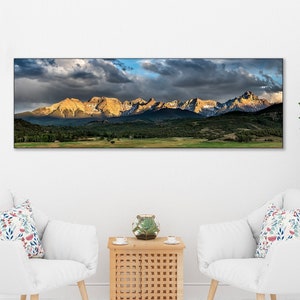 Ridgway Panorama, Telluride Mountains, Colorado Sunset, Telluride, Ouray, Panorama Wall Art, Cabin Decor, Southwest Art, Large Wall Art image 1