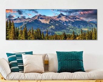 Telluride Colorado Art, Mt Wilson, Sunset Wilson Peak, Living Room Art, Canvas Wrap, Colorado Scenery, Cabin Decor, Lizard Head, Aspen Trees