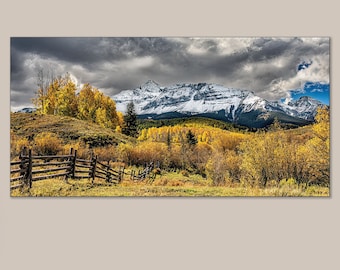 Telluride Colorado Art, Wilson Mesa, Panorama Photo, Large Wall Decor, Living Room Art, Colorado Fall Color, Home Decor, Rocky Mountains