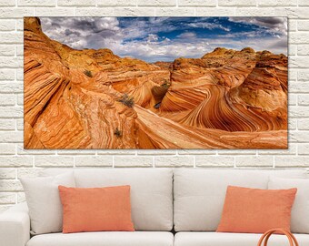The Wave Arizona, Coyote Buttes, Office Decor, Arizona Landscape, Large Panorama Photo, Home Decor, Southwest Wall Art, Utah Landscape