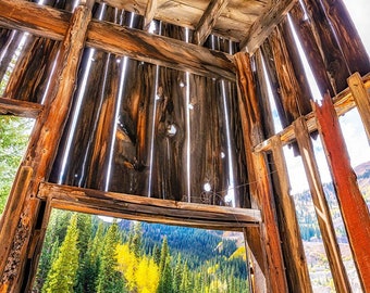 Colorado Ghost Town, Yankee Girl Mine, Fall Decor, Ouray, Silverton, Vintage Colorado, Living Room Art, Mountain Decor, Rustic Building