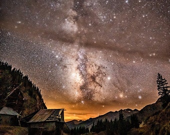 Milky Way Colorado, Astro Photograph, Ouray Night Photography, Colorado Landscape Decor, Cabin Art, Canvas Giclee, Night Sky Photo, For Him