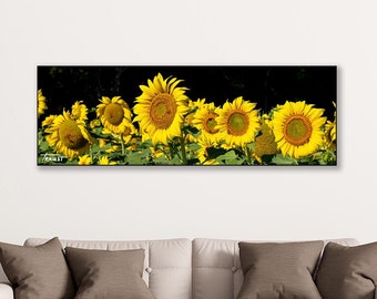 Sunflower Wall Decor, Colorado Lancscape Photo, Yellow Flowers, Flower Art, Large Canvas Wrap, Panorama Art, Southwest Art, Gift for Her