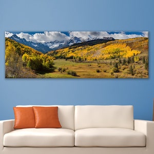 Colorado Autumn Color, Aspen Trees, Telluride Decor, Ouray, Panorama Canvas, Home Decor, Southwest Art, Ridgway Colorado, Mt Sneffels Photo