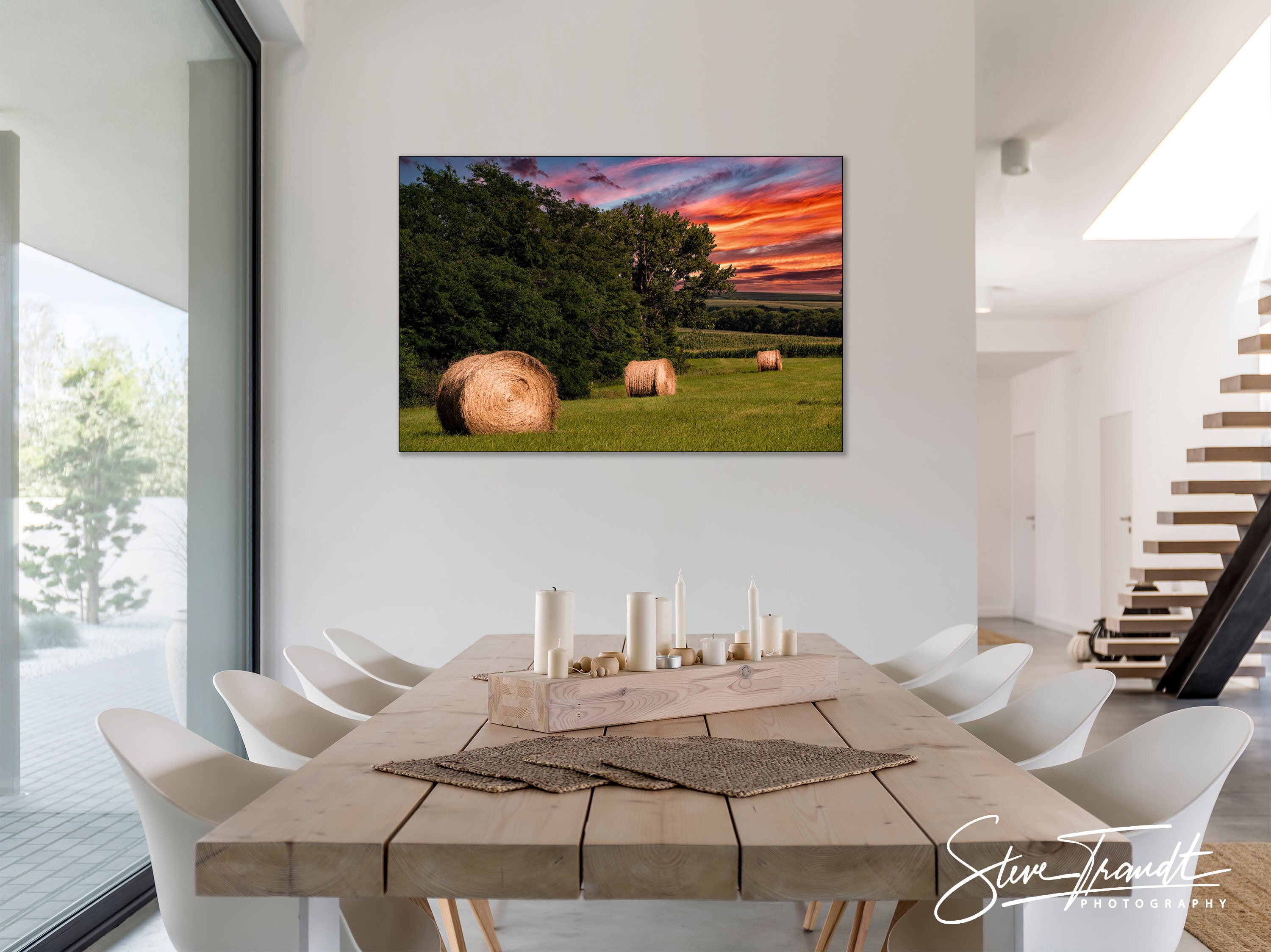 Nebraska Sunset, Hay Bales, Rural Nebraska, Round Bales