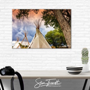 Indian Teepee Photo, Native American Indian Tipi, Wickiup Rustic Art, Home Decor, Indian Decor, Giclee, Old West, Living Room Art image 2