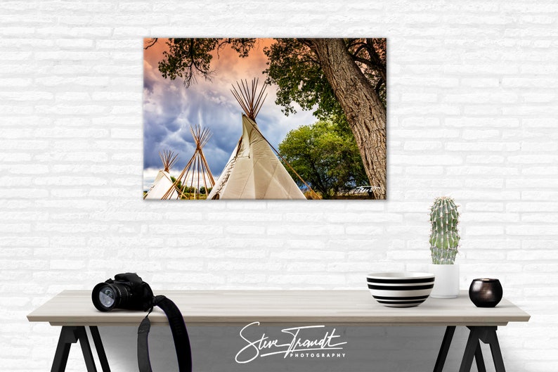 Indian Teepee Photo, Native American Indian Tipi, Wickiup Rustic Art, Home Decor, Indian Decor, Giclee, Old West, Living Room Art image 2