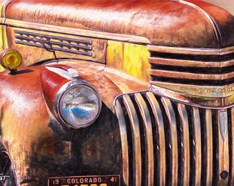 Rusty Chevy Truck, Vintage Truck, 1930s Truck, Colorado Truck, Old Truck Art,  Living Room Art, Home Decor, Wall Art