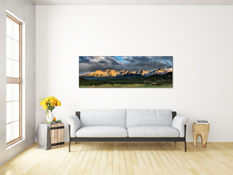 Ridgway Panorama, Telluride Mountains, Colorado Sunset, Telluride, Ouray, Panorama Wall Art, Cabin Decor, Southwest Art, Large Wall Art image 5