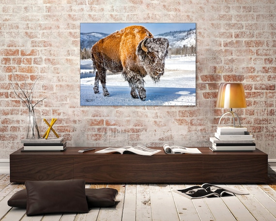 Buffalo PrintNational Park Bison Wall Art Yellowstone Home Decor Giclee Watercolor Yellowstone National Park PrintVacation Memories