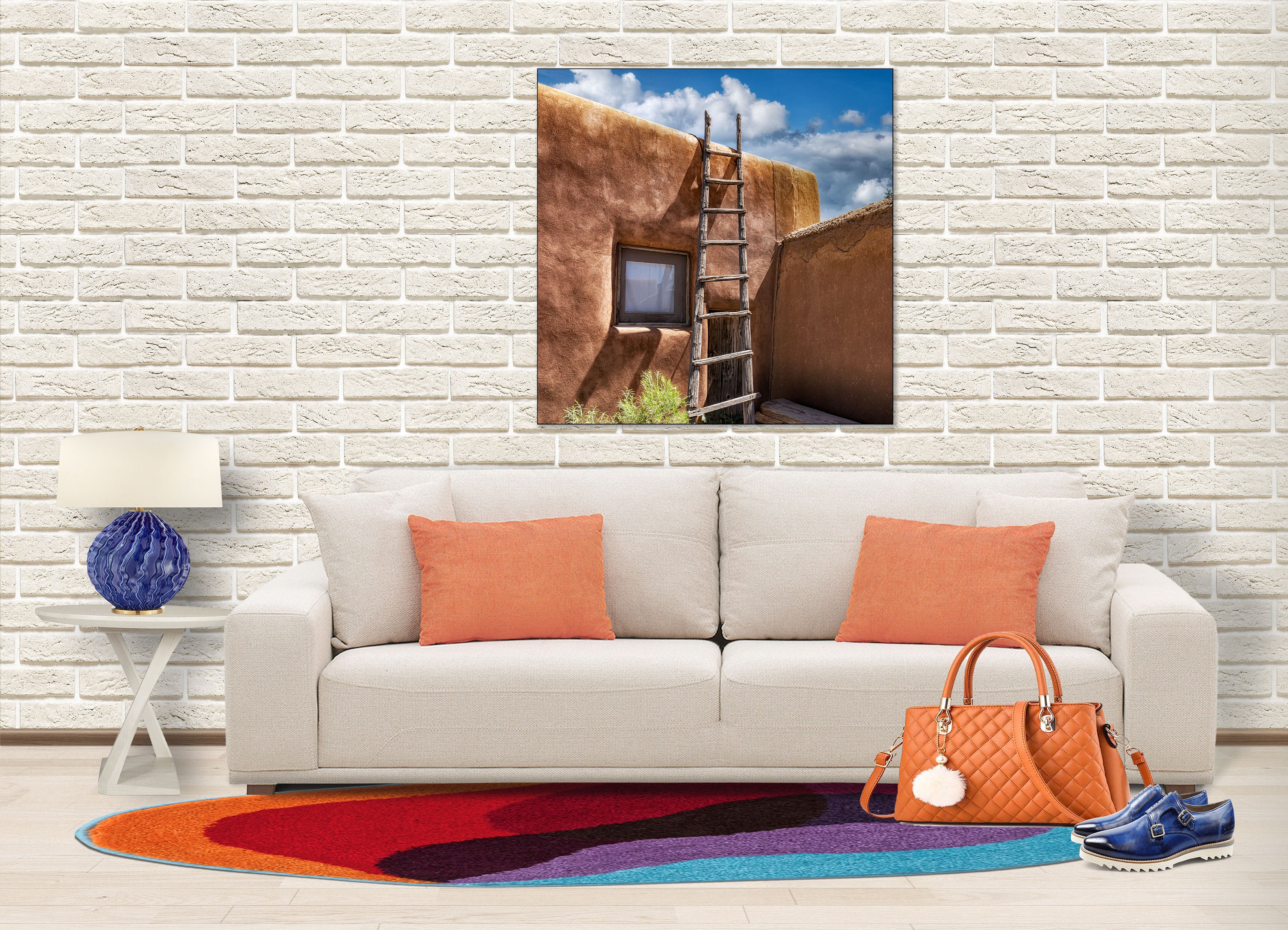 Santa Fe Wall Art Adobe Ladder Adobe Wall Southwest Decor Etsy