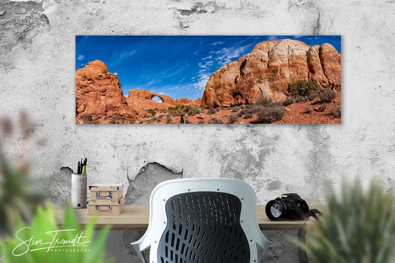 Desert Art Large Panorama Canvas Skyline Arch Arches National Park Southwest Landscape Living Room Art Utah Arches Sandstone Arch