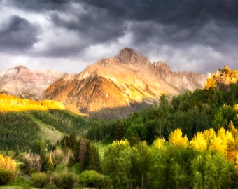 Colorado Sunset Landscape, Mt Sneffels, Ridgway, Ouray, Aspen Trees, Abstract Dreamy Landscape, Telluride Colorado, Nature Photography