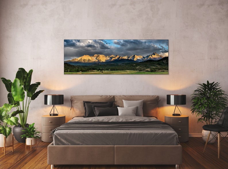 Ridgway Panorama, Telluride Mountains, Colorado Sunset, Telluride, Ouray, Panorama Wall Art, Cabin Decor, Southwest Art, Large Wall Art image 4
