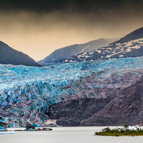 MENDENHALL GLACIER, Juneau Alaska, Blue Glacier, Alaska Landscape Wall Art, Steve Traudt, Home Decor, Living Room Art, Alaska Inside Passage