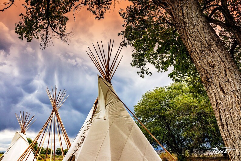 Indian Teepee Photo, Native American Indian Tipi, Wickiup Rustic Art, Home Decor, Indian Decor, Giclee, Old West, Living Room Art image 1