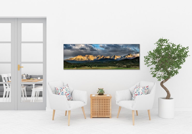 Ridgway Panorama, Telluride Mountains, Colorado Sunset, Telluride, Ouray, Panorama Wall Art, Cabin Decor, Southwest Art, Large Wall Art image 1