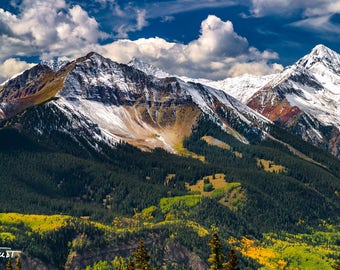 Mt Wilson Telluride, Wilson Peak, Colorado Fall Color, Aspen Trees,  Nature Photo, Large Office Decor, Landscape Photo, Living Room Art