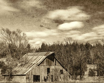 Rustic Barn Photo, Nebraska Barn, Vintage Barn, Rural Nebraska,  Farmhouse Decor, Americana, Rustic Home Decor, Country Decor, Large Canvas