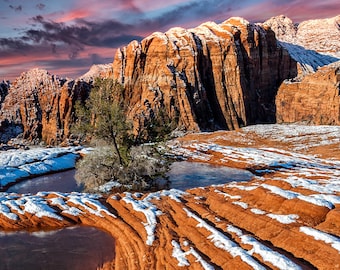 Snow Canyon State Park, St George Utah, Red Rocks, Utah Winter, Utah Nature Photography, Wall Art, Fine Art Photo, Living Room Art