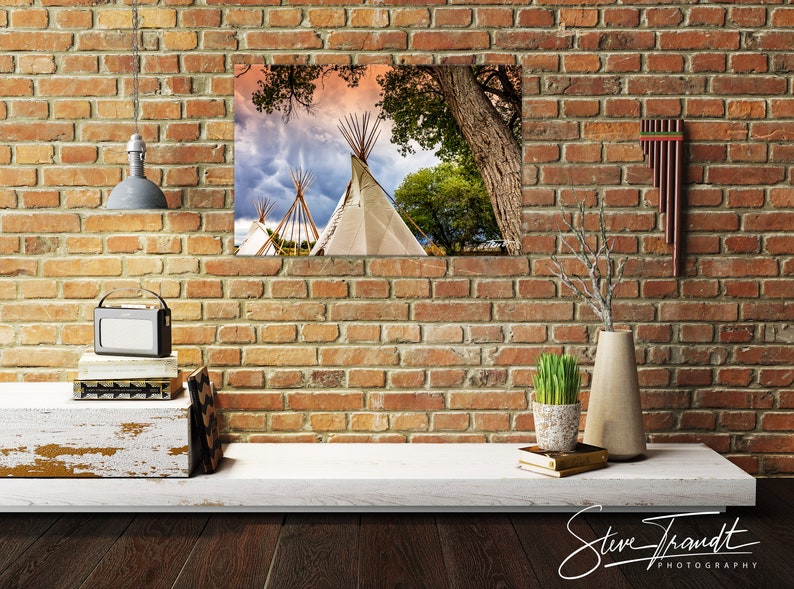 Indian Teepee Photo, Native American Indian Tipi, Wickiup Rustic Art, Home Decor, Indian Decor, Giclee, Old West, Living Room Art image 4