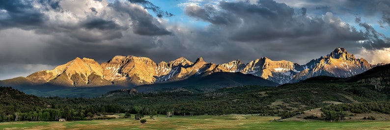 Ridgway Panorama, Telluride Mountains, Colorado Sunset, Telluride, Ouray, Panorama Wall Art, Cabin Decor, Southwest Art, Large Wall Art image 2