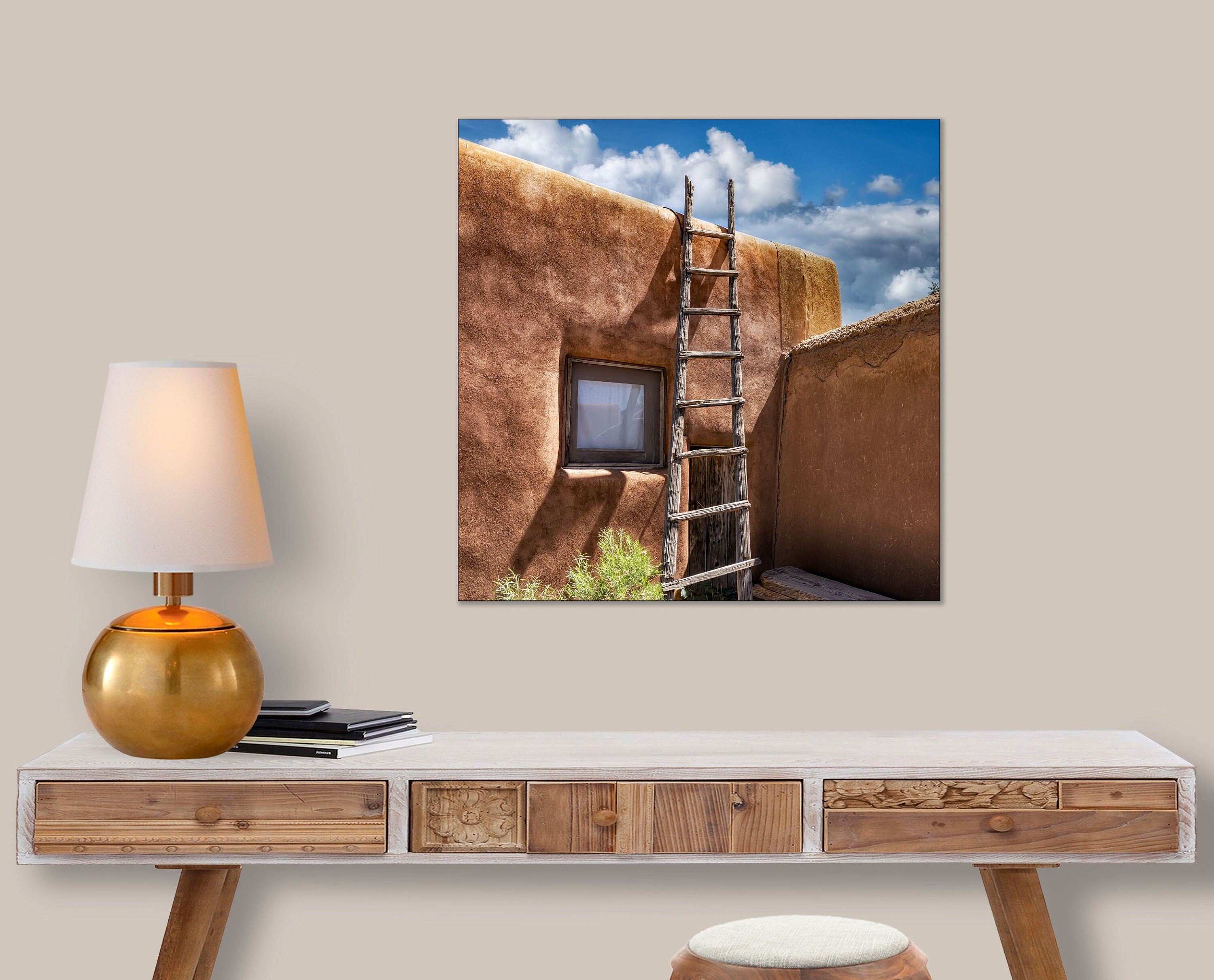 Santa Fe Wall Art Adobe Ladder Adobe Wall Southwest Decor Etsy