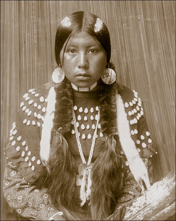 Kalispel Indian Woman Edward Curtis Photo Vintage Native