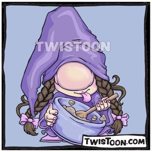 Molly Gnome - Cocinando pasteles - Sellos digitales de gnomos - Sellos digitales de gnomos para scrapbooking