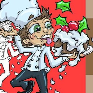 Timbro digitale - Natale - Chef del budino di Natale - Timbri digitali stravaganti - Timbri digitali divertenti per scrapbooking - Cucina - Cuoco