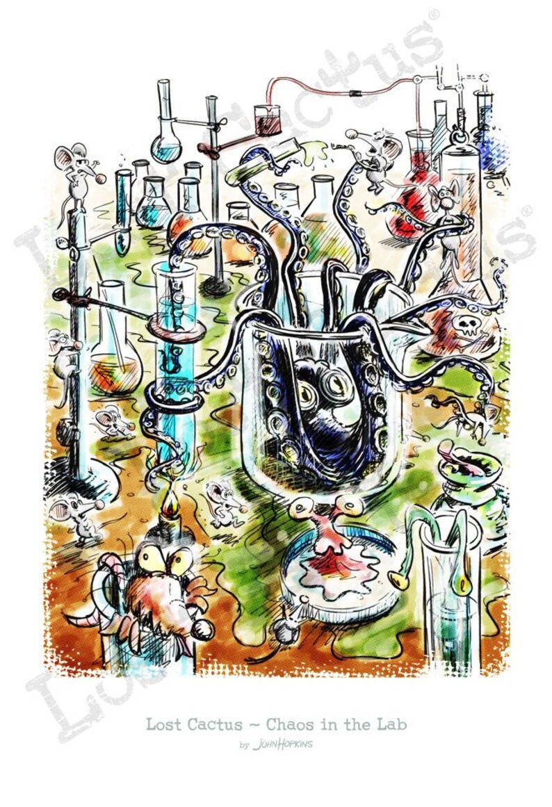 Science Lab Art Print Comic Strip Art Laboratory Art Lab Etsy