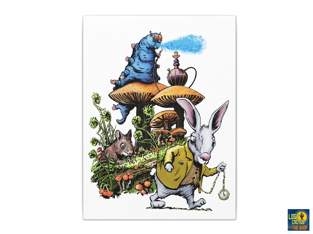 Alice in Wonderland Canvas Print: Hookah Caterpillar, Dormouse, White ...