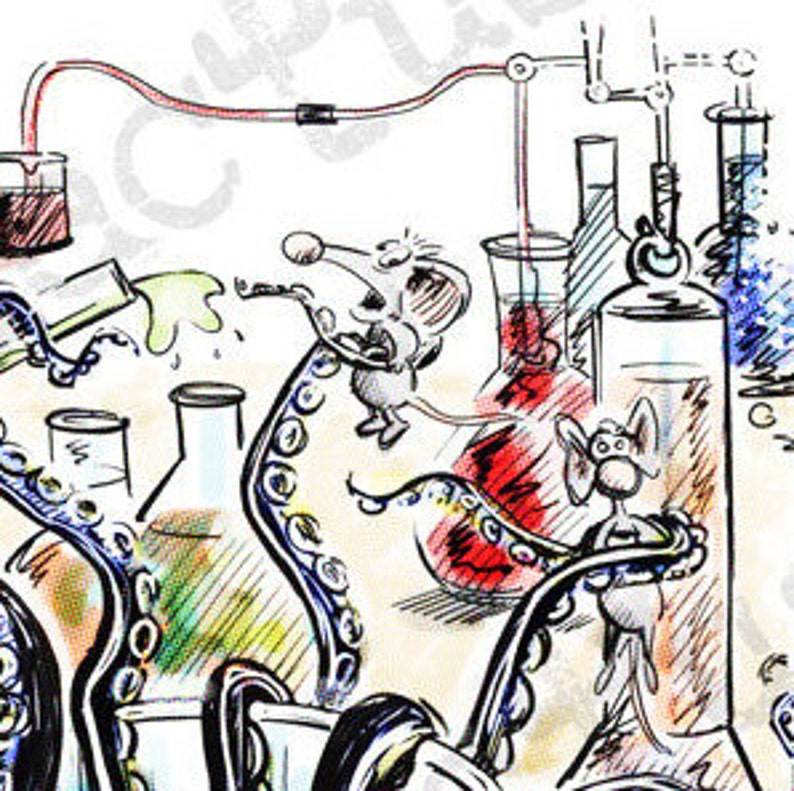 Science Lab Art Print Comic Strip Art Laboratory Art Lab Etsy