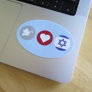 Peace, Love, Israel Vinyl Sticker / Israel Sticker / Jewish Sticker / Waterproof Sticker / Die Cut Sticker for Water Bottles, Tumblers, Cars
