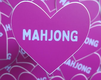Mahjong Heart Vinyl Sticker / Die Cut Sticker / Waterproof Sticker