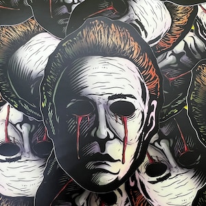 Sticker High Quality Die Cut Waterproof Vinyl Decal Long Lasting Horror Slasher Thriller Killer The Shape Boogeyman 80s Retro