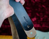 Leather Guitar Strap - Riv Vintage Fixed - Black Horween Chromexcel - Fender Gibson Gretsch Epiphone